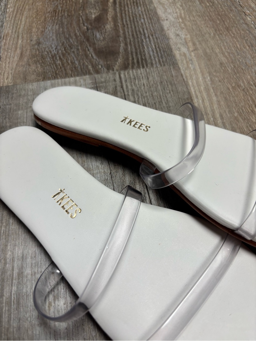 TKEES Transparent Double-Strap Slide Sandals in Clear - Picture 8 of 8
